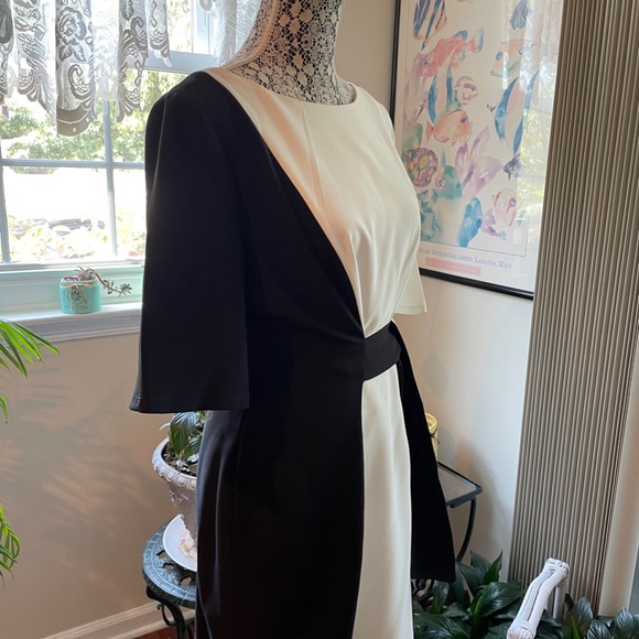 Maggy London Black and White Colorblock Dress - Picture 3 of 3